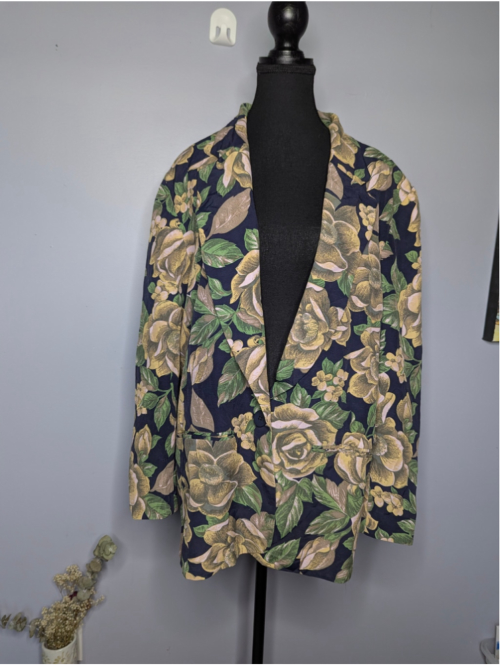 Vintage 80s/90s Dividends Floral Rayon Blazer Jacket | Muted Earthy Rose 10 - Picture 5 of 12